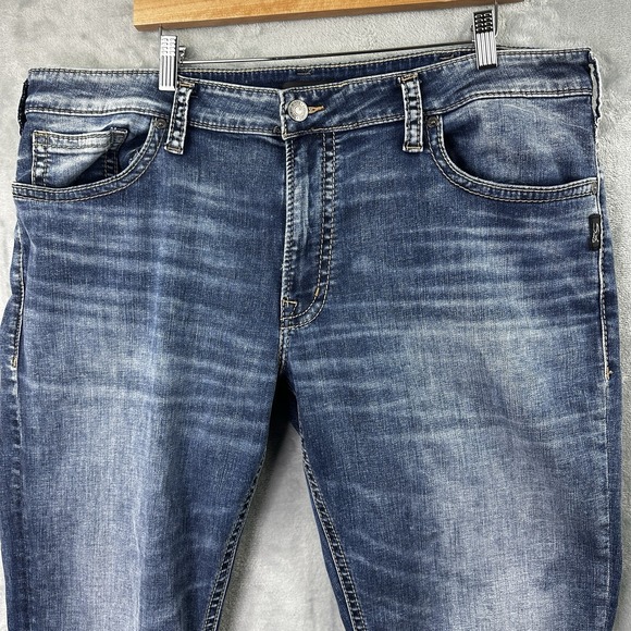 Silver Jeans Co Eddie Mens 40x30 Blue Athletic Fit Tapered - Picture 2 of 12